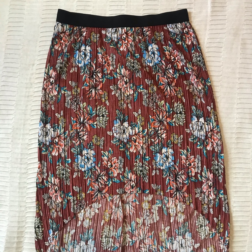 Silky floral skirt